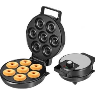 Electric Donut Maker 7 Cavity 1200W Non-Stick Plate Cool Touch Compact Black Machine
