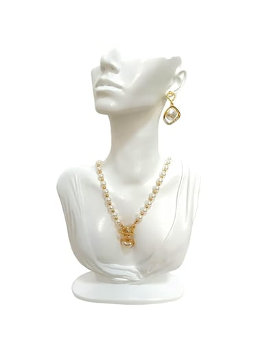 Papinimo White Resin Jewelry Mannequin Bust Necklace Display Earring Pendant Chain Display Stand Model Holder for Shows Selling Home Decor