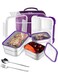 Kids School Stainless Steel Lunch Box, Insulated Bento Lunch Box with Cutlery and Bag, 3 Compartments Divided Lunch Container with Lid, 1260ML (Purple)