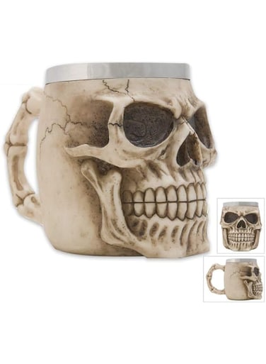 YXYXN Skull Mug Beer Tankard, 3D Skeleton Creative Resin Coffee Mug Cup Stainless Steel Drinking Cup for Drinks Coffee Beer Juice Skeleton Cup Halloween Christmas Party Bar Decoration Friend Gift,B