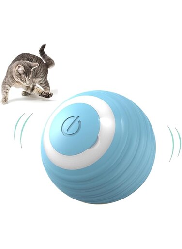 Mosensi Power Ball Cat Toy, Aiveys Smart Ball Cat, Gertar Cat Toy, USB Charging Smart Pet Toy Ball, Interactive Pet Ball for Cat (Blue)