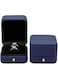 KWSLIN Engagement Ring Box, Square Leather Velvet Jewelry Ring Bearer Box, Premium Gorgeous Vintage Leather Ring Box for Proposal Ceremony Wedding Anniversary, Dark Blue, Double Slot, 1 Pack
