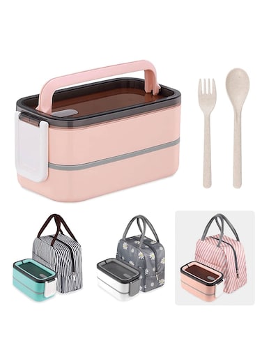 Adult Bento Box Lunch Box Large, Bento Box Japanese Lunch Box Kit with Bag &amp; Utensils, Food Picks for Bento Box Containers, Stackable Bento Box for Adults, Microwave Bento Boxes BPA-free Food Safe
