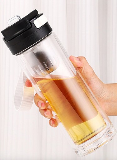 magnetic tea cup Glass Infuser Bottle Tea Tumbler Cup Double Wall Borosilicate Travel Mug Portable Tea Maker with Strainer For Loose Tea,Flower Herbal,Tea Bags 480ML