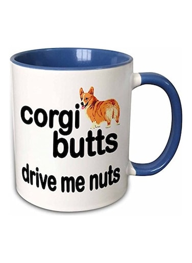 Printed Ceramic Mug White/Blue/Black