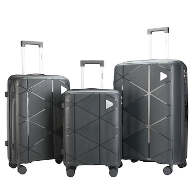 مجموعة حقائب سفر VIPTOUR مكونة من 3 قطع، مصنوعة من مادة البولي بروبيلين الناعمة، مزودة بثماني عجلات وسحاب متين، متوفرة بأحجام 20/24/28 بوصة.