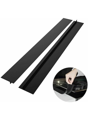 Rubik Silicone Stove Gap Covers (2 Pack), 21 Inches Heat Resistant Oven Gap Filler Seals Gaps Between Stovetop and Counter (Black)