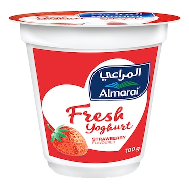 المراعي زبادي طازج بنكهة الفراولة، 100 غرام