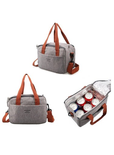 Reusable Lunch Bags, Stylish Insulated Lunch Bag for Women/Men - Durable Lunch Tote with Adjustable Strap, Ideal for Work, Picnic, and Beach - Reusable Lunch Box with Thermal Insulation (Grey)
