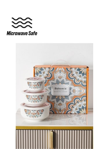New Bone China Lunch Box Ceramic Fresh-Keeping Bowl With Lid For Microwave Oven Sealed Bowl Food Storage Bowl