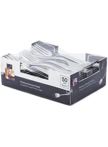 Fun&reg; Festive Premium Disposable Plastic Silver Fork Set for Dinner Plates 15cm, Pack of 50