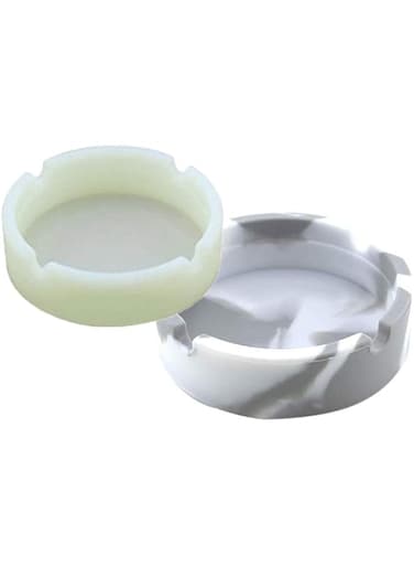 Longkins 2 Pcs Silicone Ashtray, Round, Grey&amp;White
