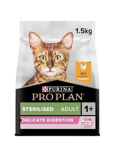 Purina Pro Plan Sterilised Adult Delicate Digestion Dry Cat Food with Chicken, 1.5 kg