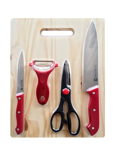 5-Piece Deluxe Cutting Set Black/Silver/Red