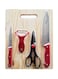 5-Piece Deluxe Cutting Set Black/Silver/Red