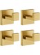 Towel Hooks for Bathrooms, Brushed Gold Towel Hook for Kitchen Bathroom, SUS304 Stainless Steel Coat Hook, Square Heavy Heavy Duty Robe Hooks for Hanging Towels,Coats,sponges,Wall Mount, 4 Pack