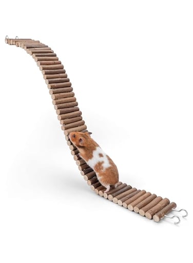 SYOSI Animal Slide, Animal Ladder, Hamster Swing Toy, Soft Ladder Toy, Hamster Suspension Bridge Toy, Long Climbing Wooden Ladder, for Hamsters Mice Mouse And Other Small Animals (24l X 3.15w)
