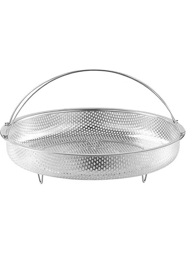 Tazweeq 9" Stainless Steel Steamer Basket - Leak-Proof Design with Handle &amp; Support Frame, Food Grade Material for Versatile Steaming - Perfect for Veggies, Fish, Meats &amp; More