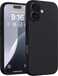Muzz IPhone 16 Case 6.1 Inch, Slim Liquid Silicone 3 Layers Full Covered Soft Gel Rubber Phone Case Protective Cover, Black (iPhone 16)