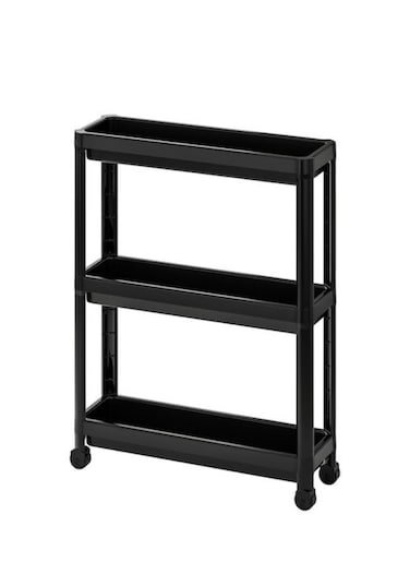 Trolley with Casters for Kitchen, Bedroom, Bathroom, Office, Laundry Room and Garage Black .