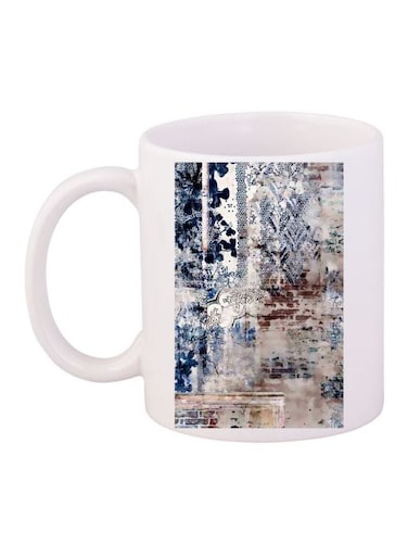 Printed Coffee Mug White/Blue/Beige