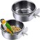 HOOTO 2 Pack Bird Feeding Dish Cups with Clamp Holder, Parrot Food &amp; Water Cage Hanging Bowl Stainless Steel Pet Cage Cups Holder for Bird Parrot Cockatiel Conure Budgies Parakeet Small Animal