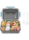 Tazweeq Lunch Box,3 Compartment Bento Lunch Box for Adults Kids,Food Grade Plastic Lunch Box with with Spoon &amp; Fork,BPA Free,Leak-proof,Dishwasher Safe,Microwave Safe,Perfect Size for On-the-Go Meal