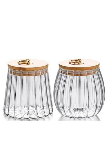 2 Pcs 700ml/23oz Glass Storage Jar Coffee Nut Jar with Bamboo Lid Decorative Storage Containers for Sugar, Nuts