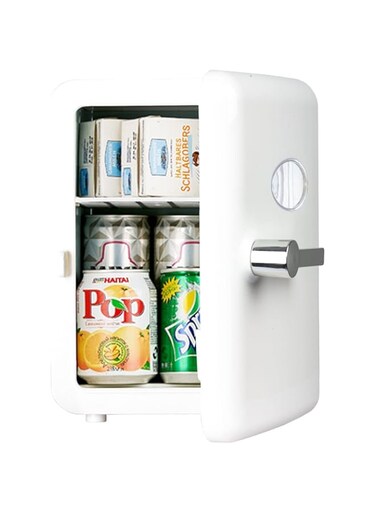 Joyzzz Mini Fridge for Bedroom, 6-Can Travel Compact Refrigerator, 4 Liters Portable Mini Fridge, Portable Thermoelectric Cooler and Warmer for Food, Drinks, Skincare, Travel and Car