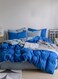 Home Premium Korean Reversible Bedding Set Plain Grey And Blue