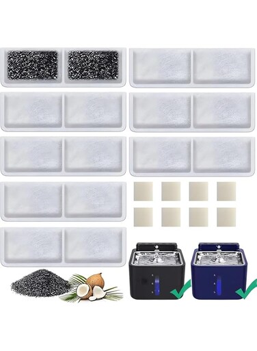 Aputue Cat Water Fountain Replacement Filters, 8pcs Replacement Filters Pump Filters for Cat Water Fountain, Made of Activated Carbon and PP Cotton Food Grade Water Fountain Filters