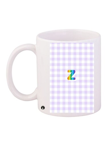 Printed Ceramic Coffee Mug White/Purple