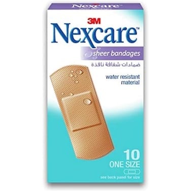Nexcare Plastic Sheer Bandages Plasters 72 mm x 25 mm 10 PCS