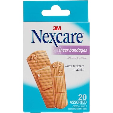 Nexcare Plastic Sheer Bandages Plasters  Assorted 20 PCS