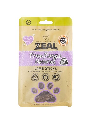 Zeal Free Range Natural Lamb Stick Dog Treats 125g