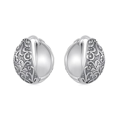 S925 Sterling Silver Oxidized Pattern Earrings(SCE1834)