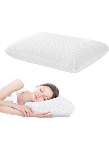 Memory Foam Bed Pillows, Pillow for Side and Back Sleeper, Pillow for Neck Pain Relief, Washable Removable Cover, Soft, White