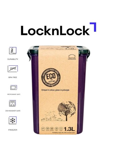&amp; LOCK LocknLock Eco-Friendly 1.3L Airtight Rectangular Food Container - Microwave, Freezer, and Dishwasher Safe