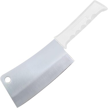 Master 7 Inch Stainless Steel Meat Cleaver (White)   Heavy-Duty Butcher Chopping Knife