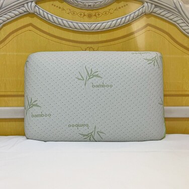Bamboo Memory Foam Pillow With Removable Bamboo Rayon Cover - Hypoallergenic &amp; Breathable- 60x40x13cm by Galaxy Design