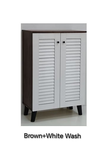 Galaxy Design Wooden MDF Shoe Rack/Cabinet &ndash; White &amp; Brown Color, Model GDF-SBF624 (H90 x L60 x W33 cm)