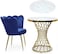 Galaxy Design Velvet Barrel Chair Set – Tufted Back Chairs with 4 Metal Legs (Set of 2) + Matching Table   Modern Home Furniture Set for Living Room, Bedroom & Office   Model GDF-252 (Blue Color)