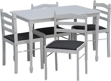 Galaxy Design Dining Table Set with 4 Chairs – Solid Wood Modern Dinette   Sturdy Wooden Table & 4 Chairs for Home, Kitchen & Dining Room   Model GDF-45488 (White Color)