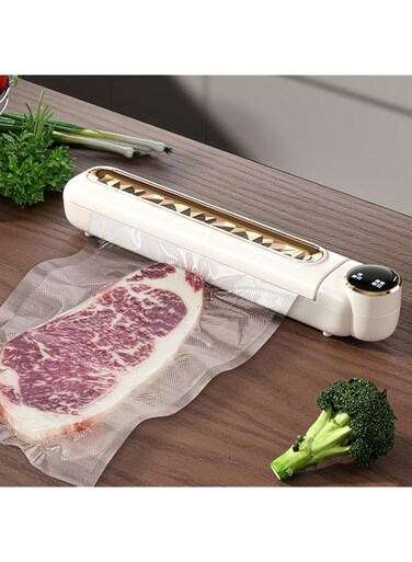 Azonee Vacuum Sealing Machine, Automatic Food Sealer for Food Preservation and Storage, Vacuum Packaging Machine for Dry/Wet/Soft/Powder Food, 60kPa Suction Power Vacuum Sealer with 10 Bags