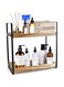Fohome 2 Tier Wood Bathroom Organizer Countertop,Tiered Tray Makeup Stand Organizers,Rustic Vanity Tray Kitchen Counter Organizer for Bathroom Kitchen Organization