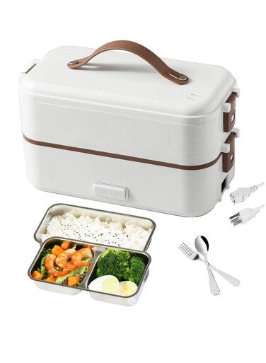 Electric Lunch Box Container, Food Heater Heatup, Adult Kids Lunch Warmer in Office/Home/Travel Rice Cooker Egg Steamer 220v (white)