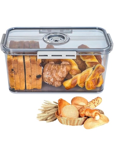 Angju Bread Box for Kitchen Countertop, Airtight Loaf Bread Storage Container, Time Recording Bread Keeper with Lid, Bread Holder Bin for Homemade Bread, Bun, Bagel, Loaf