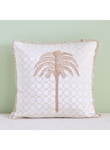 Box Sahara Palm Cushion - White Gold - 50x50cm