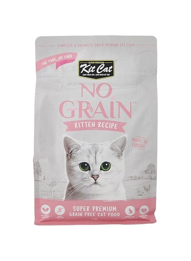 Kit Cat No Grain Kitten Recipe Super Premium Dry Food 1Kg, Pink/White