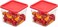 Cambro Food Storage Container with Lid (2 Pack) - Classic Square Series with Red Lid - 6 Quart (Quart) - Commercial Grade for Food Prep